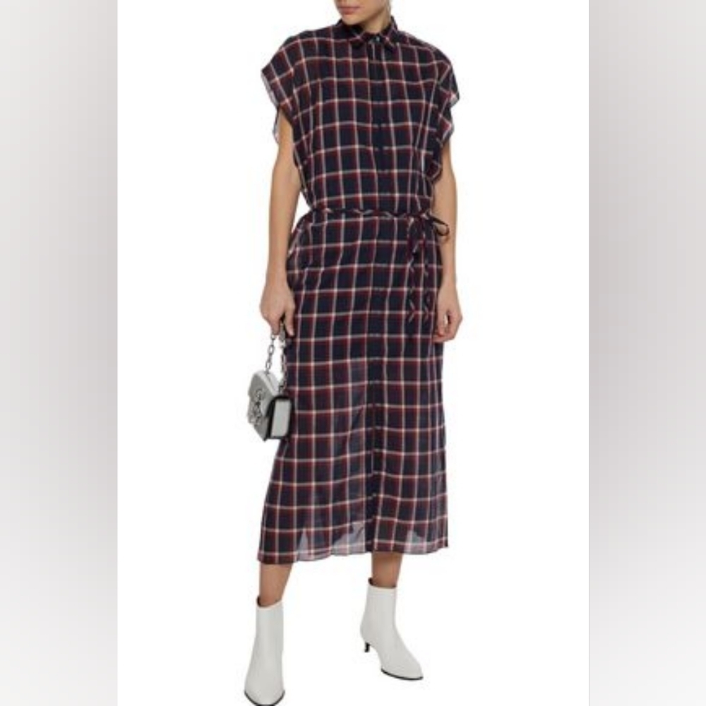Rag&Bone Sybil Checked Plaid Belted Dress Size M